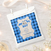 Sachets En Papier Petit Chasseur de bûcheron Baby shower bleu plaid (Coupé)