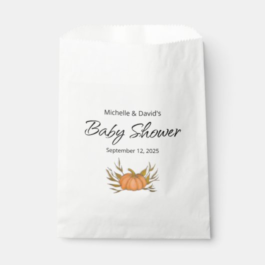 Sachets En Papier Petit Citrouille Automne Baby shower neutre selon (Devant)