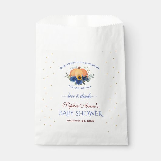 Sachets En Papier Petit Citrouille Baby shower Thanksgiving (Devant)