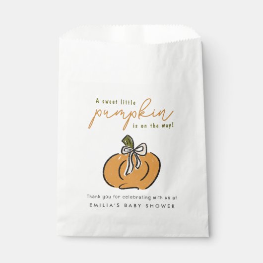 Sachets En Papier Petit Citrouille Sur Le Chemin Baby shower (Devant)