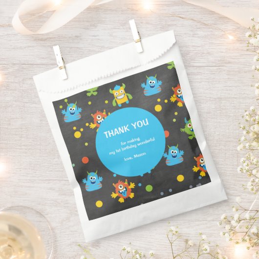 Sachets En Papier Petit Monster chalkboard thème Anniversaire (Coupé)