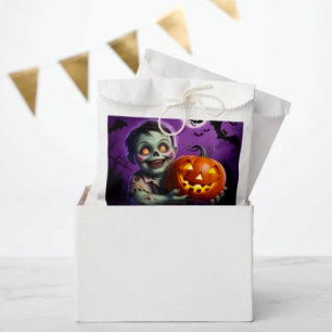 Sachets En Papier Petit Monstre Vert & Ami Citrouille