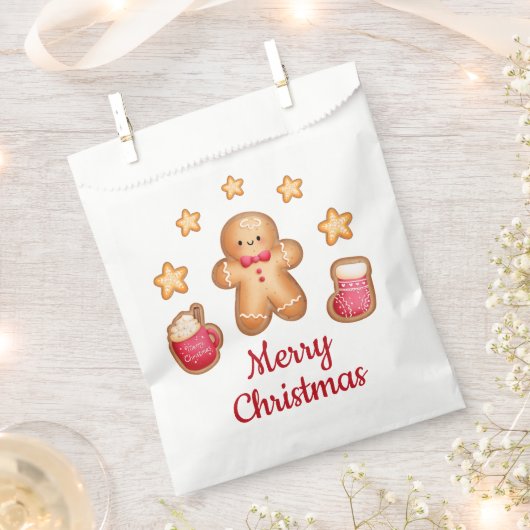 Sachets En Papier Petit pain d'épices homme Joyeux Noël (Coupé)