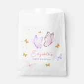 Sachets En Papier Petit Papillon rose pourpre fille premier annivers (Devant)