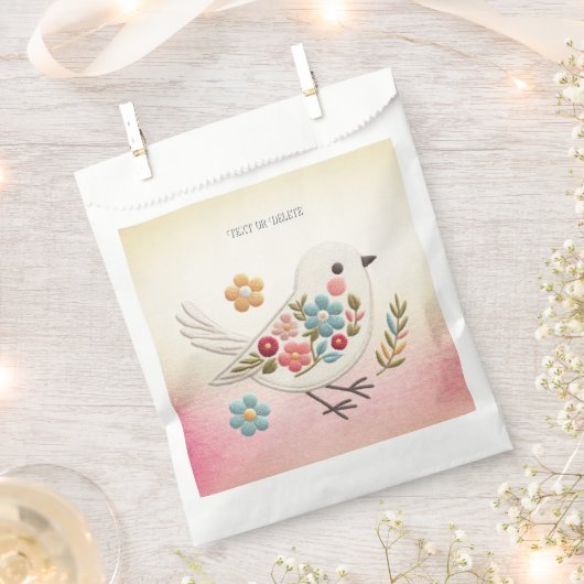 Sachets En Papier Petite Baguette Flore d'Oiseau Blanc Favoriser les (Coupé)