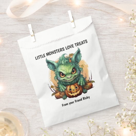 Sachets En Papier Petite créature verte Monster Halloween (Coupé)