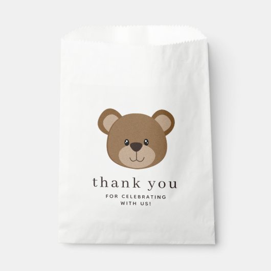 Sachets En Papier Petite face d'ours | 1er anniversaire Merci (Devant)