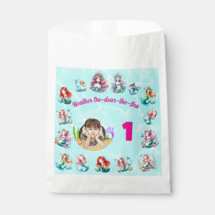 Sachets En Papier Photo d'anniversaire de 1 an de sirène magique sou