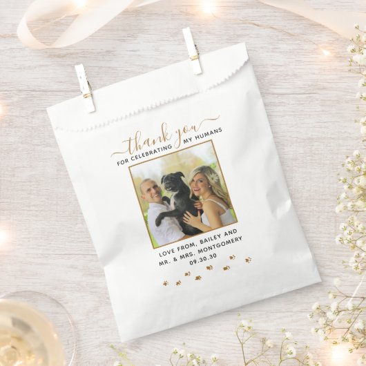 Sachets En Papier Photo de mariage personnalisée avec animal de comp (Coupé)