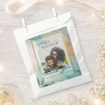 PHOTO MARIAGE FAVOR BAGS Verre de mer Turquoise en