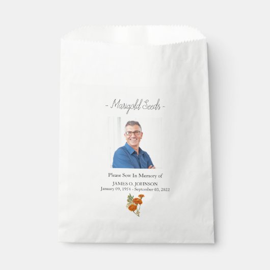 Sachets En Papier Photo Memorial Marigold Seed Funeral (Devant)