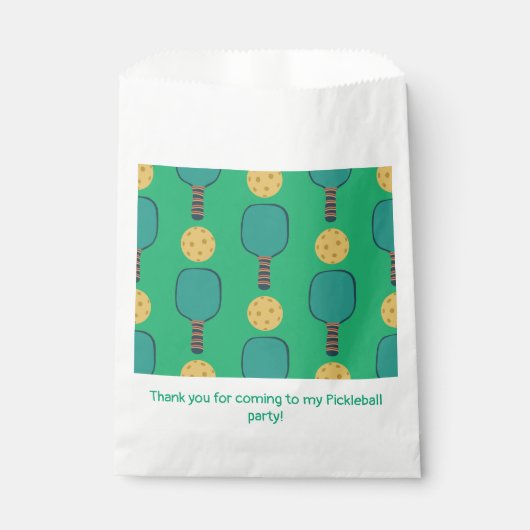 Sachets En Papier Pickleball fête d'anniversaire Vert (Devant)