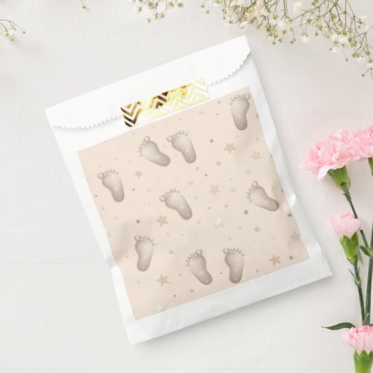 Sachets En Papier Pieds bébé garçon fille douche beige (Scellé)
