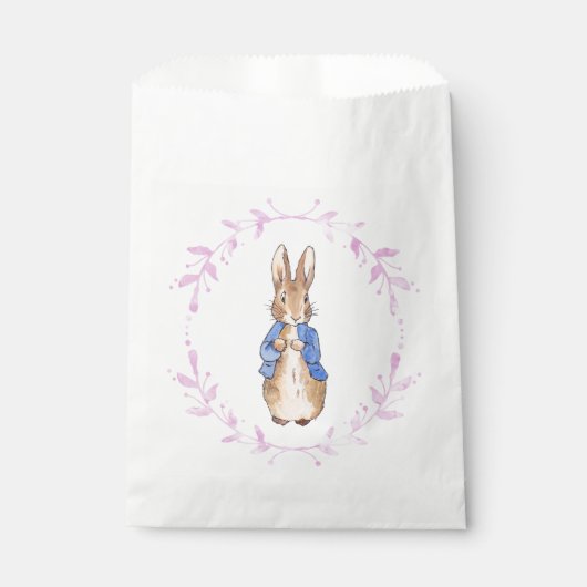 Sachets En Papier Pierre le lapin avec la feuille rose Wreath (Devant)