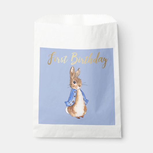 Sachets En Papier Pierre le lapin avec l'or Premier Anniversaire Tex (Devant)