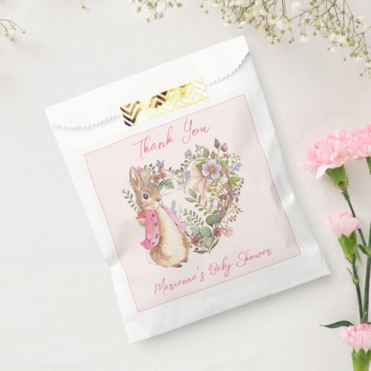 Sachets En Papier Pierre le lapin rose Floral Baby shower fille (Scellé)