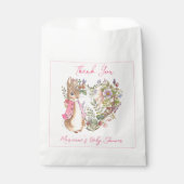 Sachets En Papier Pierre le lapin rose Floral Baby shower fille (Devant)