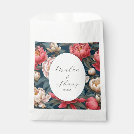 Sachets En Papier Pies roses et blanches Mariage oriental (Devant)