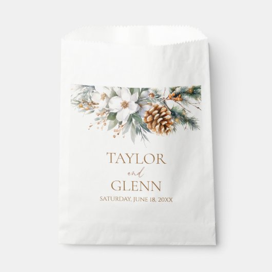 Sachets En Papier Pine d'hiver Fleur Floral Jardin Mariage (Devant)