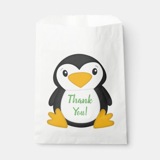 Sachets En Papier Pingouin fête d'anniversaire Vert (Devant)