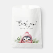 Sachets En Papier Pingouin mignon Baby shower d'hiver Neige rose (Devant)