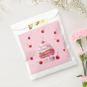 Sachets En Papier Pink Baby First Cherry & Cupcake Anniversaire