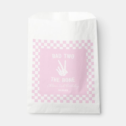 Sachets En Papier Pink Bad Two The Bone Skeleton 2e fête d'anniversa (Devant)