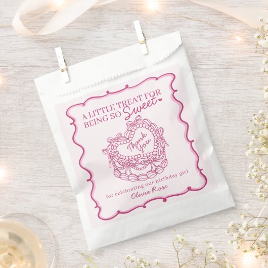 Sachets En Papier Pink Bow Retro Coquette gâteau Coquette Anniversai (Coupé)