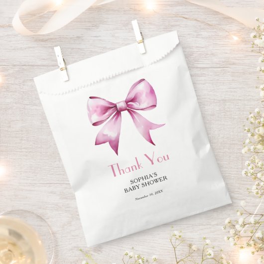 Sachets En Papier Pink Bow Ribbon Baby Shower (Coupé)
