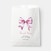 Sachets En Papier Pink Bow Ribbon Baby Shower (Devant)