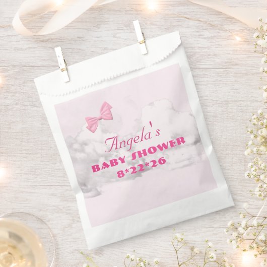 Sachets En Papier Pink Bows Baby Shower Personalized  (Coupé)