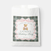 Sachets En Papier Pink Coquette Bow Bear Plaid Birthday Dessert (Devant)