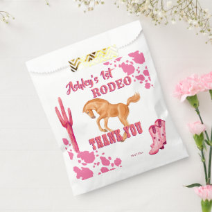 Sachets En Papier Pink First rodeo cowgirl fête d'anniversaire merci