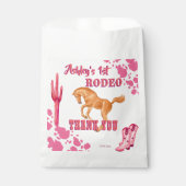 Sachets En Papier Pink First rodeo cowgirl fête d'anniversaire merci (Devant)
