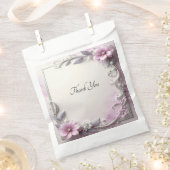 Sachets En Papier Pink Floral Frame Favor Bag (Coupé)
