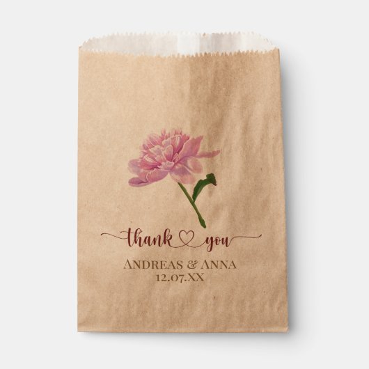 Sachets En Papier Pink Floral Wedding Thank You (Devant)