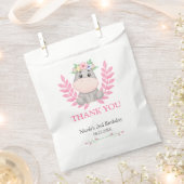 Sachets En Papier Pink Leaf Cute Hippo Floral Merci d'anniversaire (Coupé)
