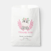Sachets En Papier Pink Leaf Cute Hippo Floral Merci d'anniversaire (Devant)