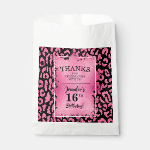 Sachets En Papier Pink Leopard 16e Anniversaire Fête Favor Sac