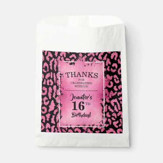 Sachets En Papier Pink Leopard 16e Anniversaire Fête Favor Sac (Devant)