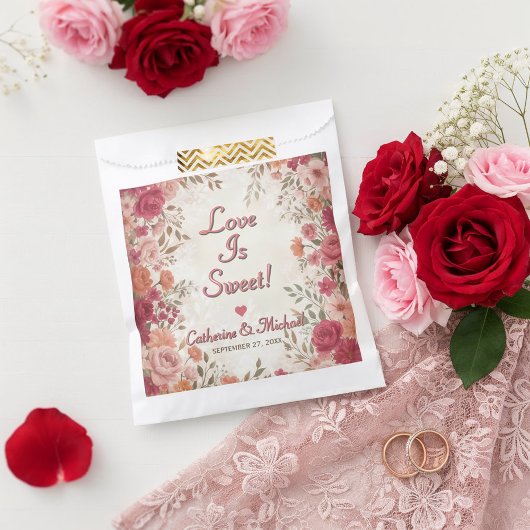 Sachets En Papier Pink & Red Romantic Rose Spring Wedding 