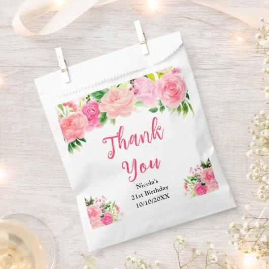 Sachets En Papier Pink Roses with Foliage Birthday (Coupé)