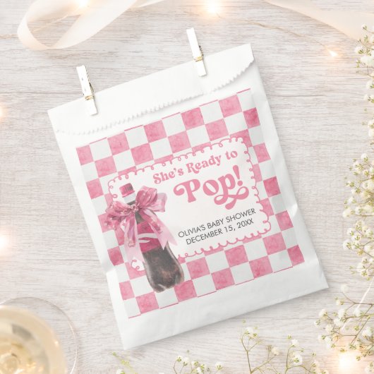 Sachets En Papier Pink She's Ready to Pop Baby Shower (Coupé)