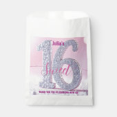 Sachets En Papier Pink Silver Faux Glitter Diamond Sweet 16 (Devant)