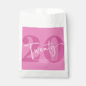 Sachets En Papier Pink Vingt-vingtième 20e fête d'anniversaire (Devant)