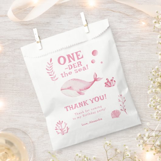 Sachets En Papier Pink Whale Oneder The Sea 1st Birthday (Coupé)