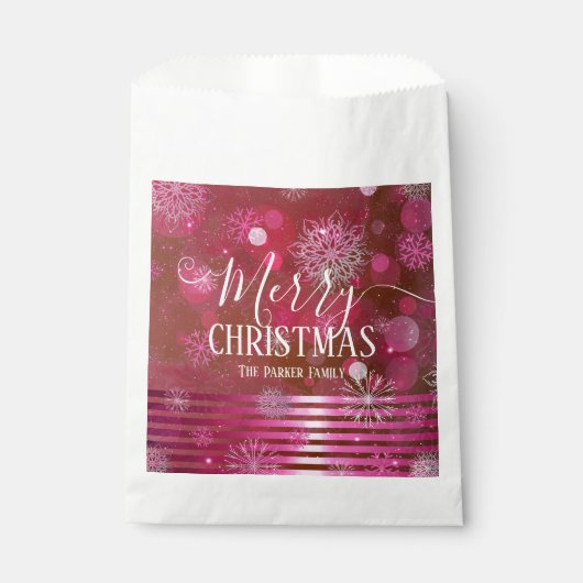Sachets En Papier Pink Winter Wonderland avec lumières et particules (Devant)