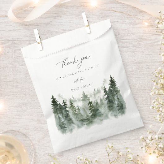 Sachets En Papier Pins de forêt sauvage Merci Mariage (Coupé)