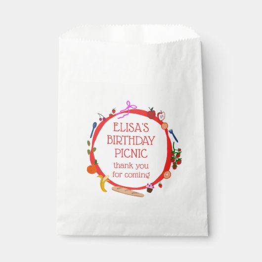 Sachets En Papier Pique-nique Moderne Cute MainDrawn PERSONNALISÉ AN (Devant)