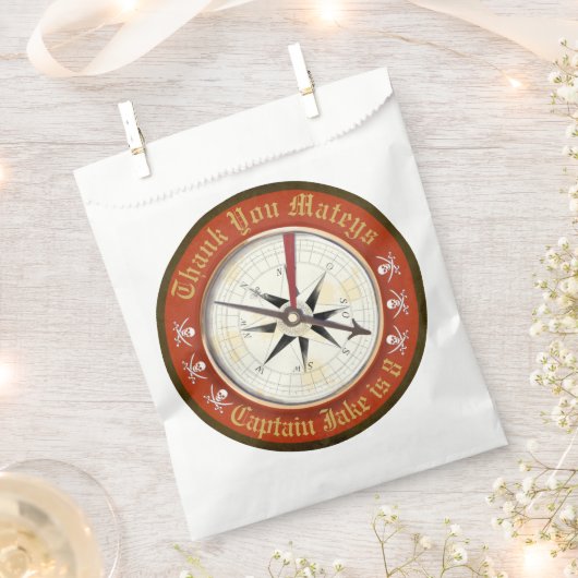 Sachets En Papier Pirate Birthday Jolly roger Compass (Coupé)
